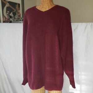 Men's STRUCTURE Waffle Knit Sweater in Burgundy - XL